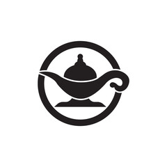 magic lamp genie icon logo template