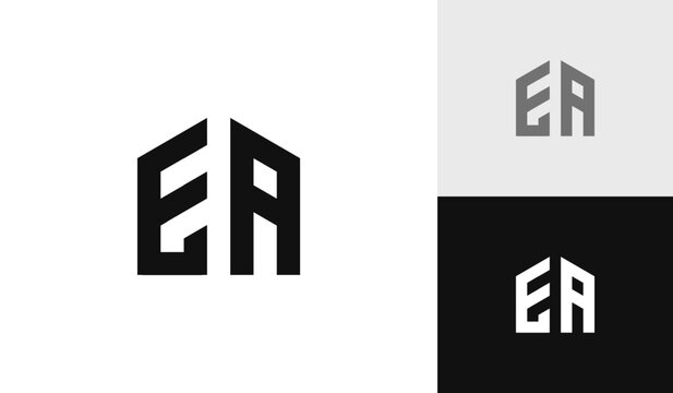 Letter EA with house shape logo design