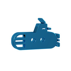 Blue Submarine icon isolated on transparent background. Military ship.