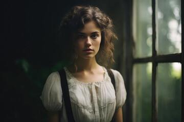 Fototapeta premium Graceful Gaze: Portrait of a Twenty-Something
