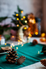 christmas background still life with tree cone