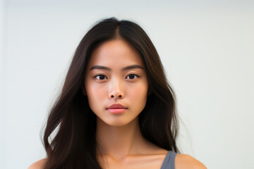 Fototapeta premium Asian Beauty Poses in Clean White Space