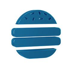 Blue Burger icon isolated on transparent background. Hamburger icon. Cheeseburger sandwich sign. Fast food menu.