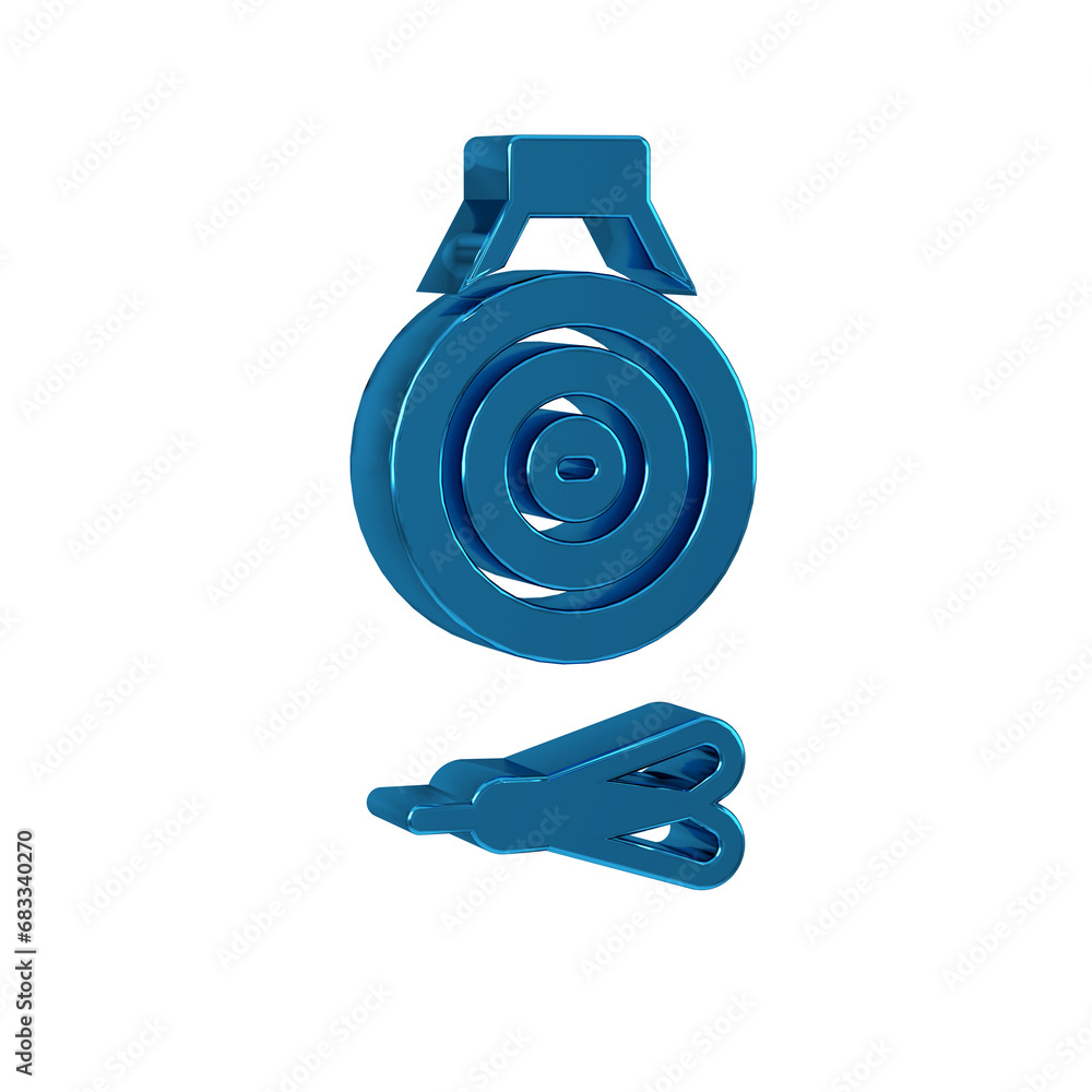 Poster blue classic dart board and arrow icon isolated on transparent background. dartboard sign. game conc