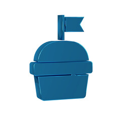 Blue Cake icon isolated on transparent background. Happy Birthday.