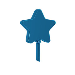 Blue Balloon with ribbon icon isolated on transparent background. Happy Easter.