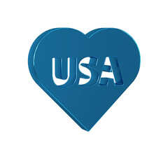 Blue USA Independence day icon isolated on transparent background. 4th of July. United States of America country.