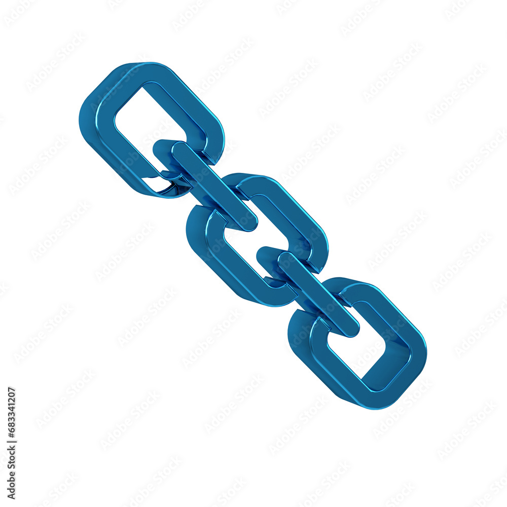 Poster blue chain link icon isolated on transparent background. link single. hyperlink chain symbol.