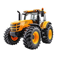 Large farm agricultural industry tractor on PNG transparent background for decorating your projects.