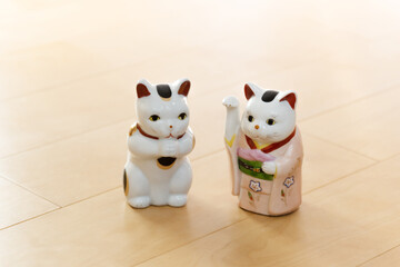 招き猫の置き物　招き猫　ねこ　ネコ　福　幸福　運勢　幸運を祈る　ラッキーキャット　ウエルカムキャット