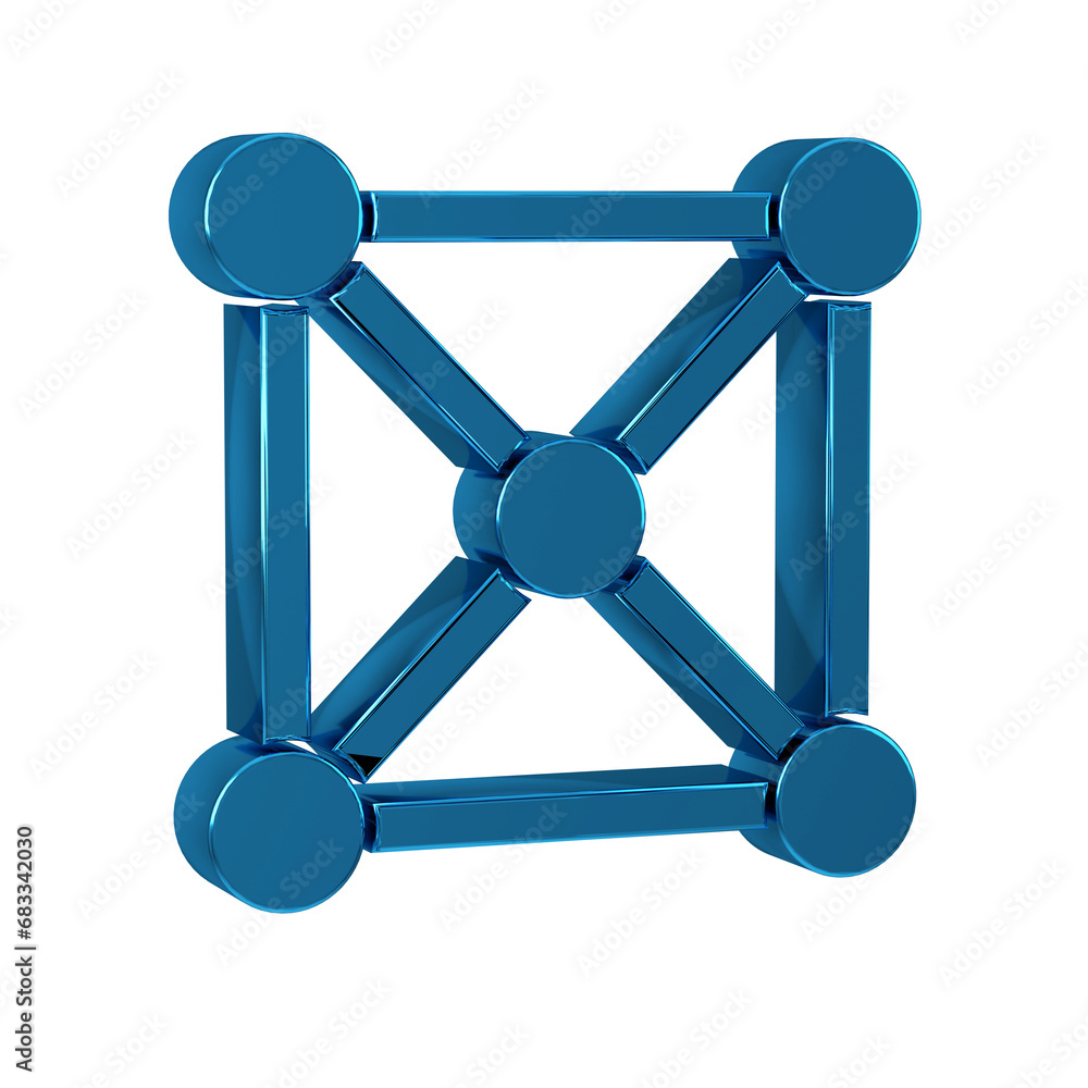 Poster blue blockchain technology icon isolated on transparent background. cryptocurrency data. abstract ge