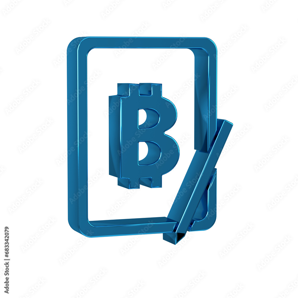 Poster blue mining bitcoin from graphic tablet icon isolated on transparent background. cryptocurrency mini