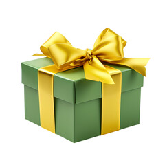 yellow gift box on a transparent background PNG for easy decorating your projects.
