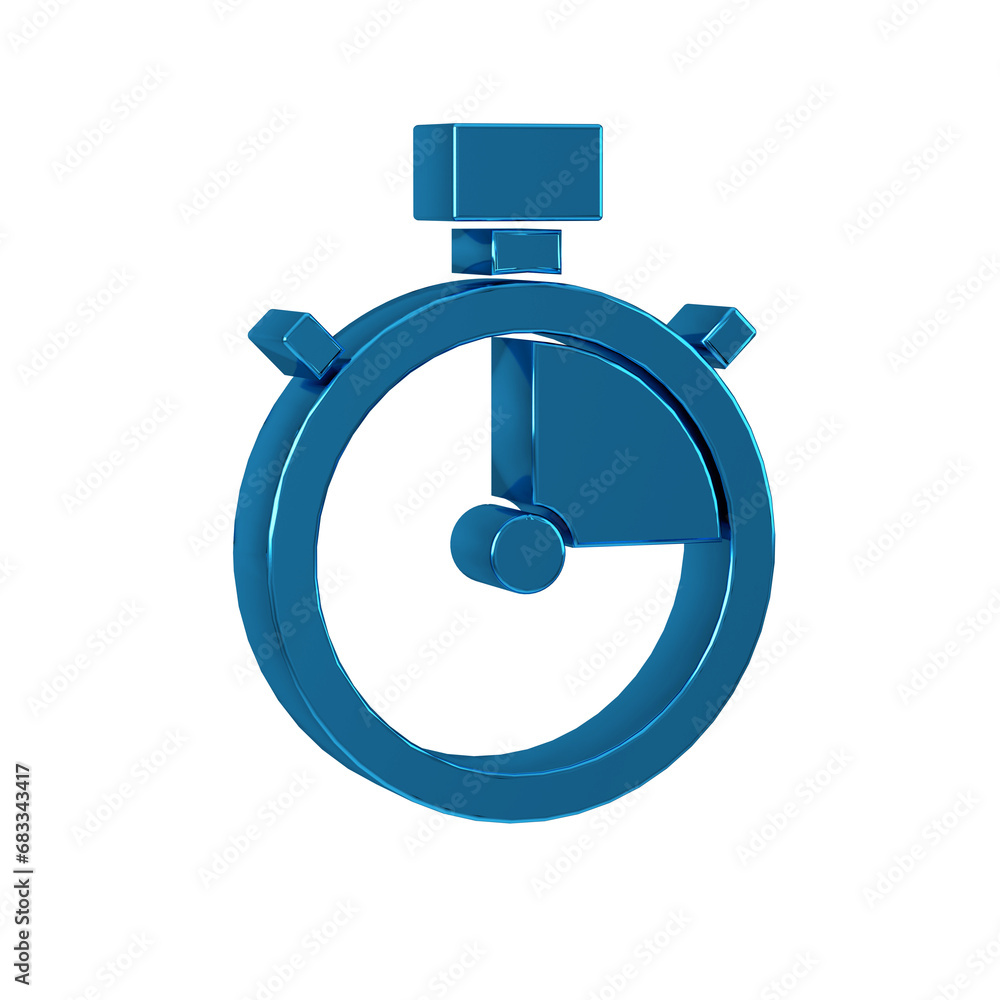 Poster blue stopwatch icon isolated on transparent background. time timer sign. chronometer sign.