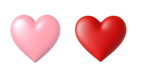 Valentine’s Day Graphic Decor: 3D Rendered Illustration of Pink and Red Heart Objects, Isolated on Transparent Background, PNG
