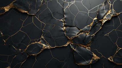 Abstract Luxury Marble Texture background, Black and Gold color, realistic stone marbled surface,