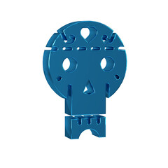 Blue Mexican skull icon isolated on transparent background.