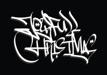 black white JOYFULL CHRISTMAS graffiti tag