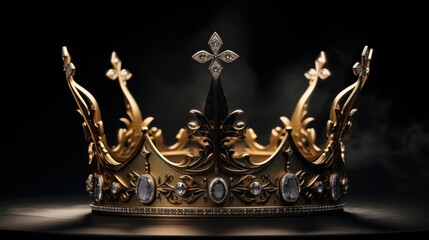 On a black backdrop, a golden beam illuminates the crown.
