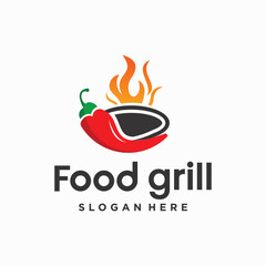 collection of barbecue restaurant logos Hot Girl Logo spicy food vector