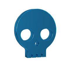 Blue Human skull icon isolated on transparent background.