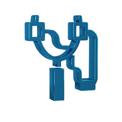 Blue Slingshot icon isolated on transparent background.