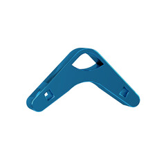 Blue Boomerang icon isolated on transparent background.