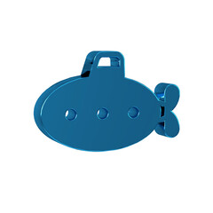Blue Submarine toy icon isolated on transparent background.
