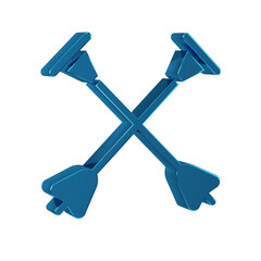 Blue Arrow with sucker tip icon isolated on transparent background.