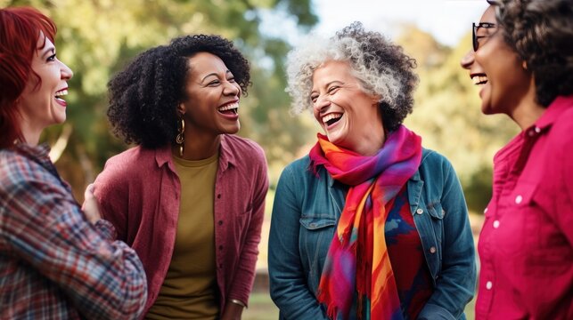 A candid photo of a group of middle-aged ladies having a cheerful dance session. A group of women enjoying a dance class and having a good time.