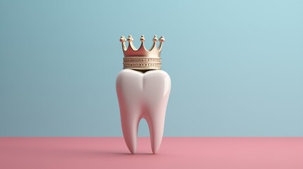 王冠を被った歯の模型 - obrazy, fototapety, plakaty