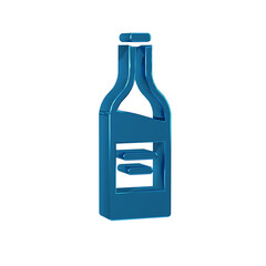 Blue Bottle of wine icon isolated on transparent background.
