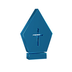 Blue Pope hat icon isolated on transparent background. Christian hat sign.