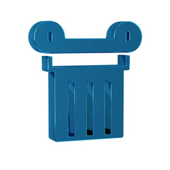 Blue Ancient column icon isolated on transparent background.