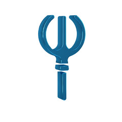 Blue Neptune Trident icon isolated on transparent background.