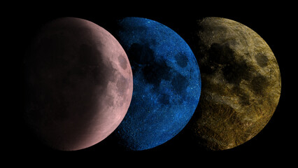 Tríptico de Planetas en Colores Contrastantes Ilustración