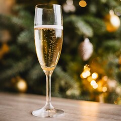 Two glasses of champagne new year eve celebration christmas toast cheering winter season holidays