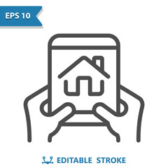 Smart Home Icon. Hand, Tablet, House, Home, Real Estate