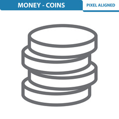 Coins Icon. Coin, stack of coins, coin stack