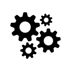 Gear and Cog Flat Icon isolated on white background