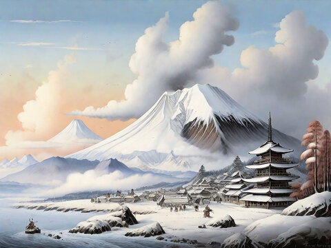 Mount fujiyama in style by peter breugel