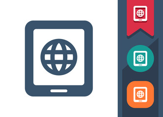 Tablet Icon. Globe, Internet