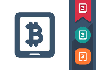 Tablet Icon. Mobile Banking, Online Shopping, Money, Bitcoin, Cryptocurrency