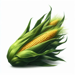 Corn  Fresh Vegetable Isolated on White Background