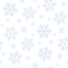 Fototapeta na wymiar Seamless white abstract background with hand drawn blue snowflakes. Vector winter symbol