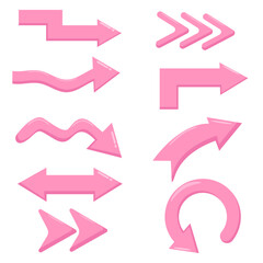 Vector set of pink arrows 