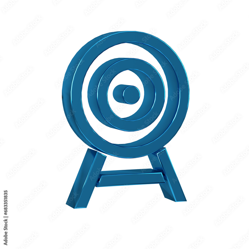 Poster blue target with arrow icon isolated on transparent background. dart board sign. archery board icon.