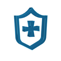 Blue Shield icon isolated on transparent background. Guard sign. Security, safety, protection, privacy concept.