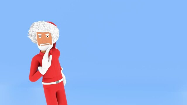 Santa Claus says something, in secret, gestures, on an isolated background, 3d render