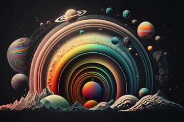 The Rainbow Multiverse in Orbit Illustration · Galactic Art · Cosmic Art · Fantasy Art · Digital Art